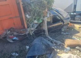 В Самарской области мусоровоз завалился на стоявшую Гранту с девушкой в салоне